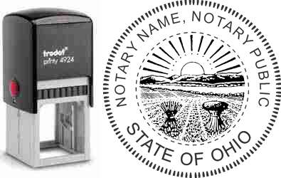Customize and order a self-inking notary rubber stamp for the state of Ohio.  Meets all specifications and requirements for Ohio notary stamps. No minimums, fast turnaround, quality guaranteed.