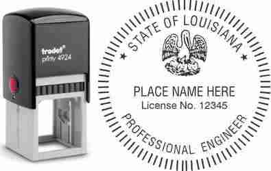 Customize and order a Louisiana PE stamp online! Personalize, preview instantly, meets all requirements for Louisiana professional engineers, self-inking stamp with ink refills available. No minimums, fast turnaround, quality guaranteed.