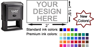 Trodat 4929 custom rubber stamp: Self-inking, medium quality.  Up to 20,000 impressions before needs re-inking.