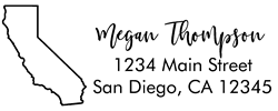 California state return address stamp, choice of 30+ ink colors, customize instantly online, personalize name, special note and more. Designer fonts, no minimums, fast turnaround, quality guaranteed.