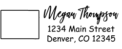 Colorado state return address stamp, choice of 30+ ink colors, customize instantly online, personalize name, special note and more. Designer fonts, no minimums, fast turnaround, quality guaranteed.