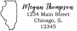 Illinois state return address stamp, choice of 30+ ink colors, customize instantly online, personalize name, special note and more. Designer fonts, no minimums, fast turnaround, quality guaranteed.