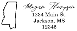 Mississippi state return address stamp, choice of 30+ ink colors, customize instantly online, personalize name, special note and more. Designer fonts, no minimums, fast turnaround, quality guaranteed.