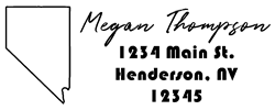Nevada state return address stamp, choice of 30+ ink colors, customize instantly online, personalize name, special note and more. Designer fonts, no minimums, fast turnaround, quality guaranteed.
