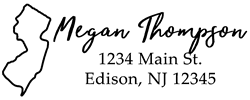 New Jersey state return address stamp, choice of 30+ ink colors, customize instantly online, personalize name, special note and more. Designer fonts, no minimums, fast turnaround, quality guaranteed.