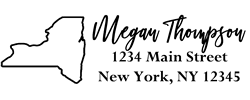 New York state return address stamp, choice of 30+ ink colors, customize instantly online, personalize name, special note and more. Designer fonts, no minimums, fast turnaround, quality guaranteed.