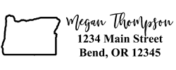 Oregon state return address stamp, choice of 30+ ink colors, customize instantly online, personalize name, special note and more. Designer fonts, no minimums, fast turnaround, quality guaranteed.