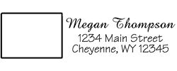 Wyoming state return address stamp, choice of 30+ ink colors, customize instantly online, personalize name, special note and more. Designer fonts, no minimums, fast turnaround, quality guaranteed.