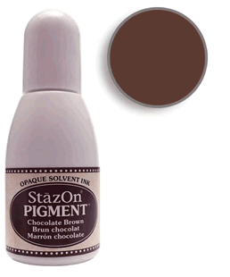 Buy a 1/2 oz. bottle of StazOn Pigment Chocolate Brown ink refill for a Chocolate Brown StazOn pigment stamp pad.