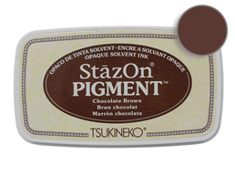 Buy a StazOn Pigment Chocolate Brown Stamp pad designed for non-porous surfaces.
