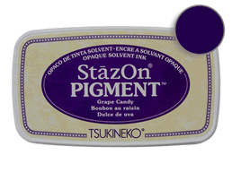Buy a StazOn Pigment Grape Candy Stamp pad designed for non-porous surfaces.