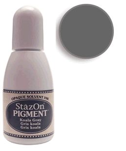 Buy a 1/2 oz. bottle of StazOn Pigment Koala Gray ink refill for a Koala Gray StazOn pigment stamp pad.