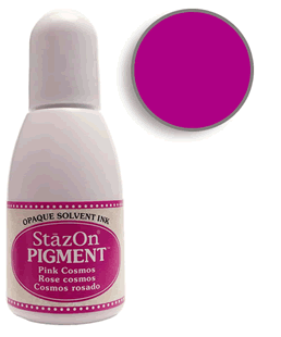 Buy a 1/2 oz. bottle of StazOn Pigment Pink Cosmos ink refill for a Pink Cosmos StazOn pigment stamp pad.
