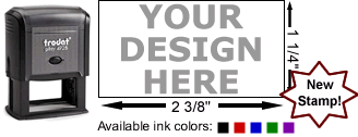 Personalize the perfect Trodat 4928 custom self inking stamps!  Preview immediately online, choose 40+ colors, customize text, select 60+ fonts, upload graphics and logos free.  Quick turnaround, free ship, no minimums.