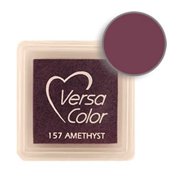 Purchase a vibrant and creamy amethyst Versacolor ink pad. Over 70 colors available!  Non-toxic, child-safe, acid free, water-soluble pigment ink.  Measures 15/16 inches by 15/16 inches.