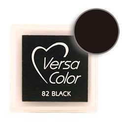 Purchase a vibrant black Versacolor ink pad. Over 70 colors available!  Non-toxic, child-safe, acid free, water-soluble pigment ink.  Measures 15/16 inches by 15/16 inches.