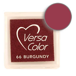 Purchase a vibrant and creamy burgundy Versacolor ink pad. Over 70 colors available!  Non-toxic, child-safe, acid free, water-soluble pigment ink.  Measures 15/16 inches by 15/16 inches.