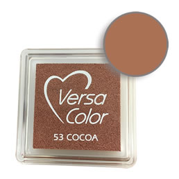 Purchase a vibrant and creamy cocoa Versacolor ink pad. Over 70 colors available!  Non-toxic, child-safe, acid free, water-soluble pigment ink.  Measures 15/16 inches by 15/16 inches.