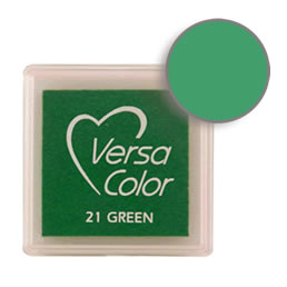 Purchase a vibrant and creamy green Versacolor ink pad. Over 70 colors available!  Non-toxic, child-safe, acid free, water-soluble pigment ink.  Measures 15/16 inches by 15/16 inches.