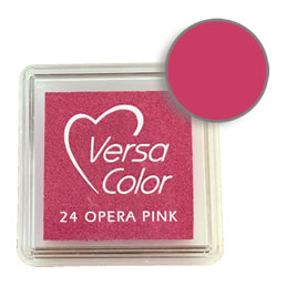 Purchase a vibrant and creamy opera pink Versacolor ink pad. Over 70 colors available!  Non-toxic, child-safe, acid free, water-soluble pigment ink.  Measures 15/16 inches by 15/16 inches.